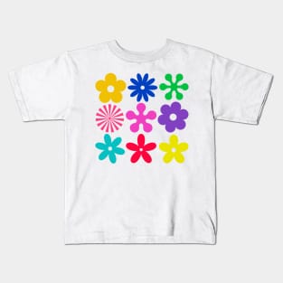 Retro Flower Print Kids T-Shirt